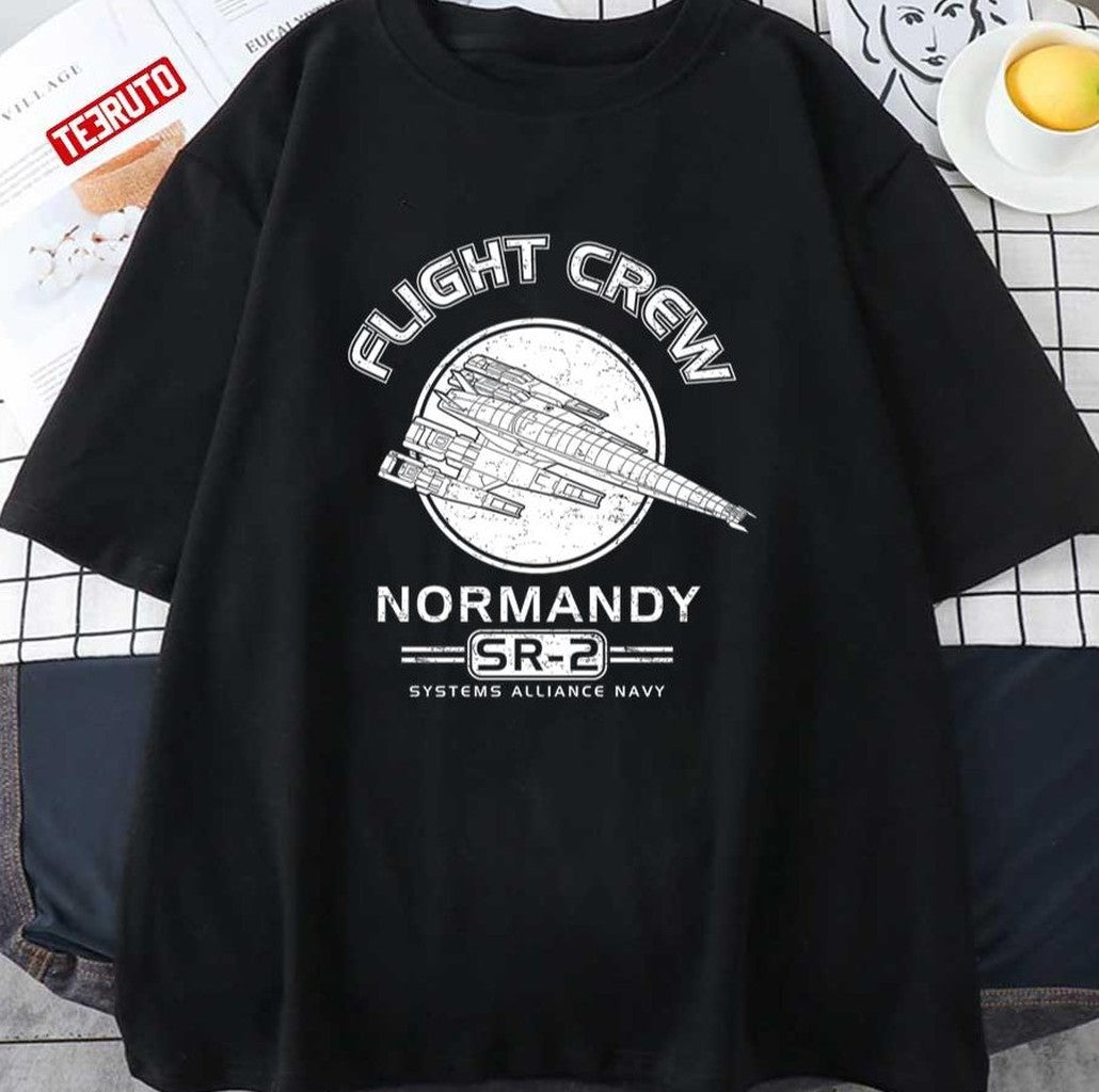 Normandy Sr2 Flight Crew System Alliance Navy Mass Effect Unisex T-shirt