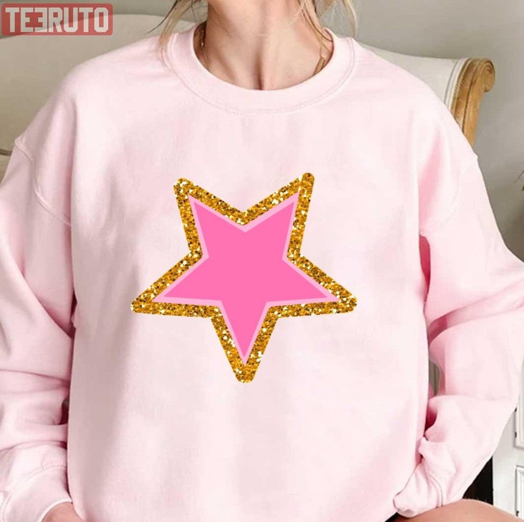 Pink Glittery Star Unisex T-Shirt