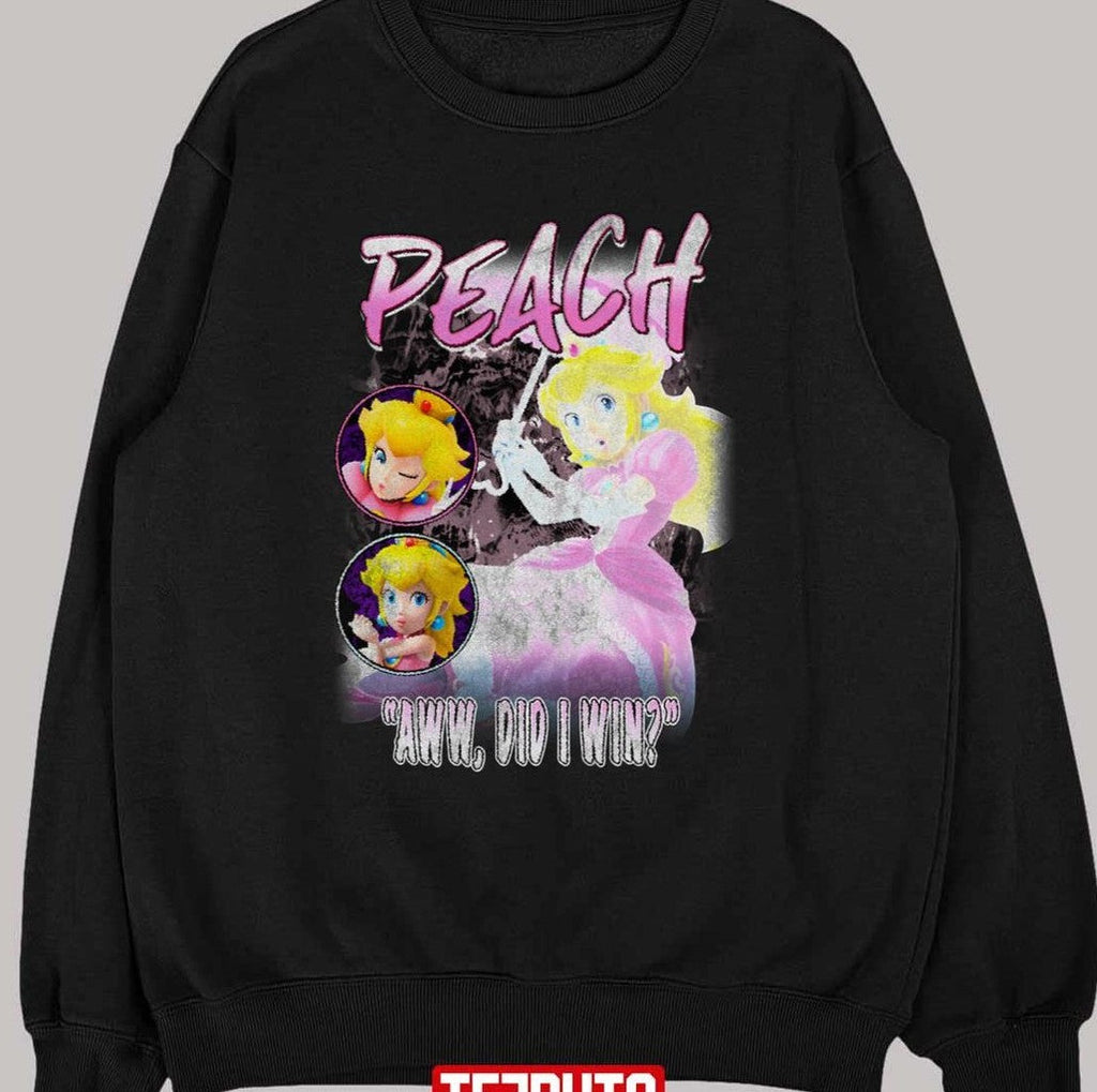 Peach Pink Princess Aww Did I Win Smash Bros Vintage Graphic Unisex T-shirt