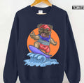 Pug Dog On Surfboard Unisex Sweatshirt