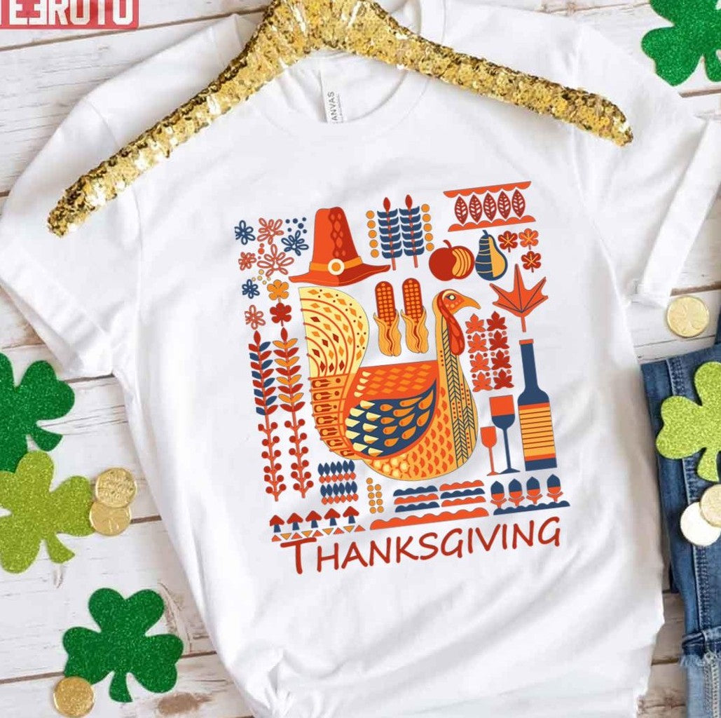 Art Turkey Thanksgiving Vibes T-Shirt