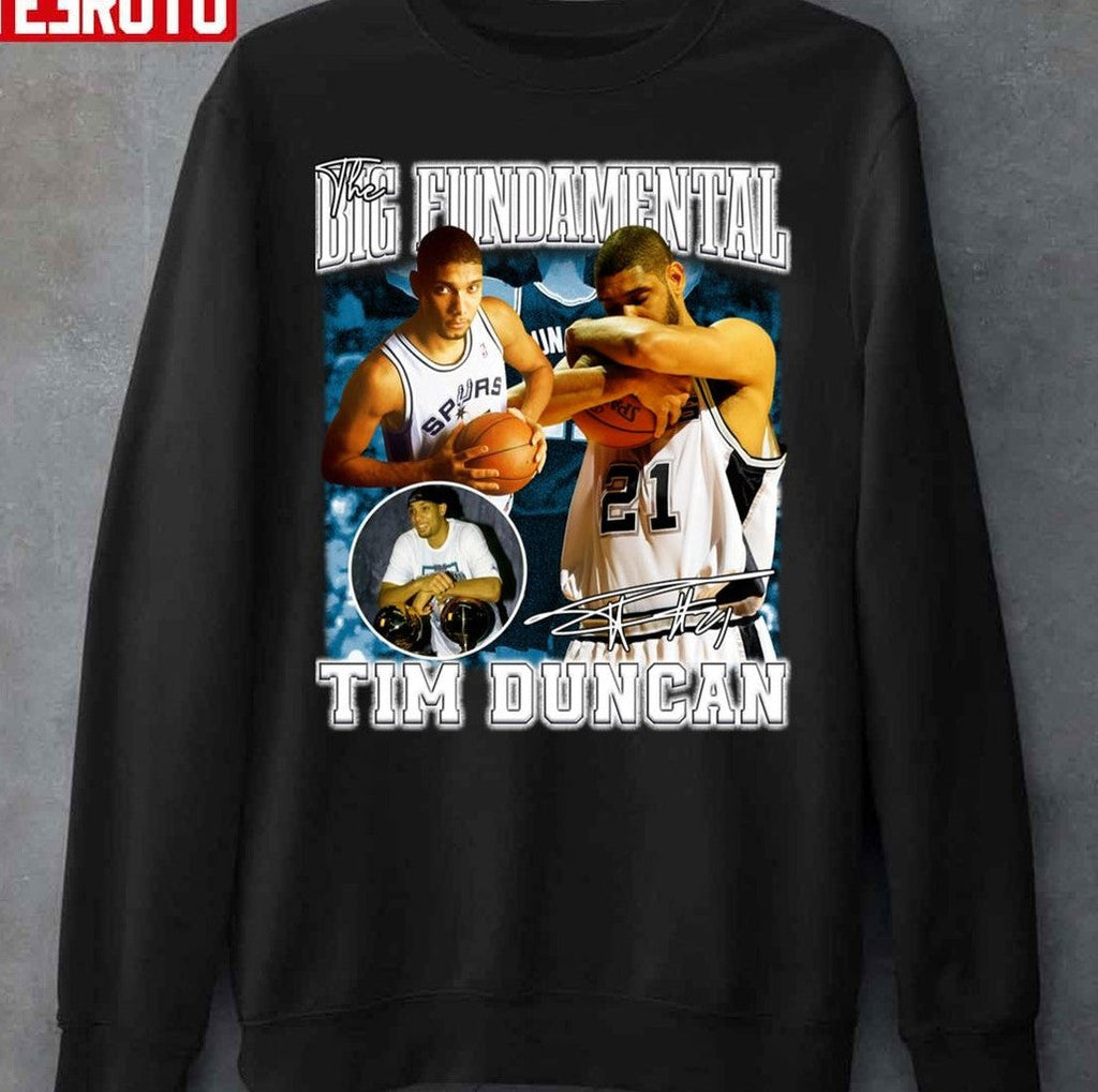 Basketball Legend Tim Duncan The Big Fundamental Signature Vintage Retro 80s 90s Bootleg Sweatshirt