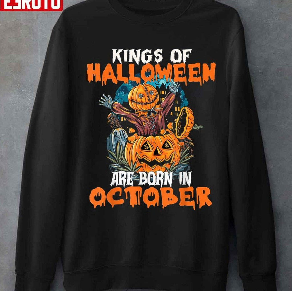 Scary Pupkin Heads Kings Of Halloween Are Born In October Unisex T-shirt