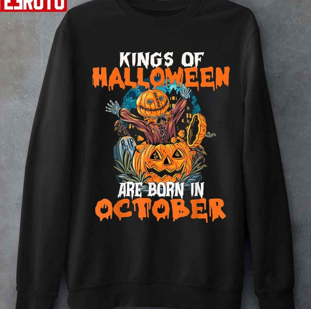 Scary Pupkin Heads Kings Of Halloween Are Born In October Unisex T-shirt
