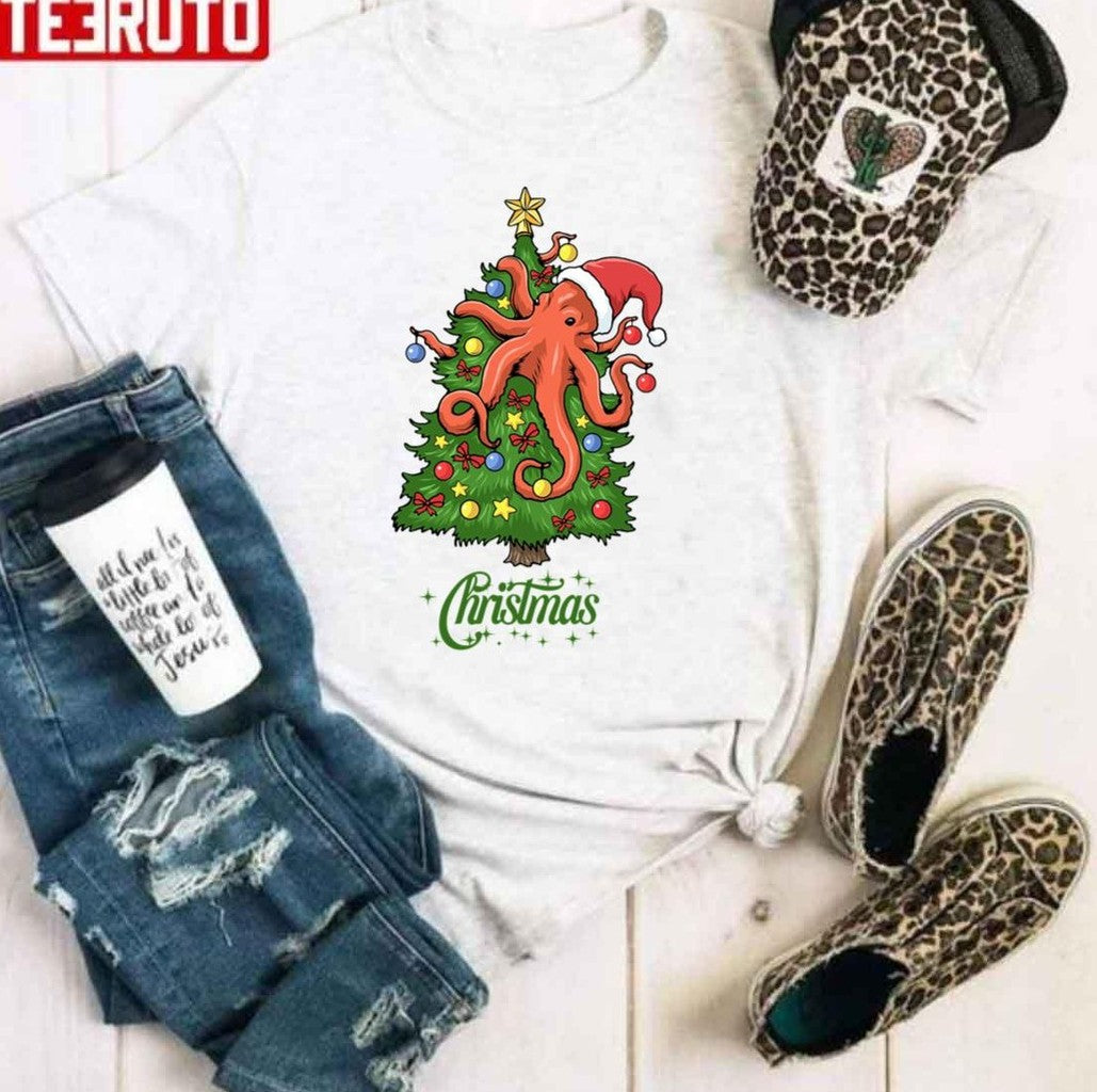 Santa Octopus Santa Animals Funny Unisex Hoodie