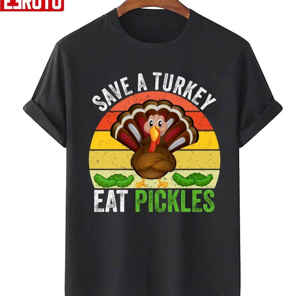 Save A Turkey Eat A Pickles Retro Vintage Unisex Sweatshirt