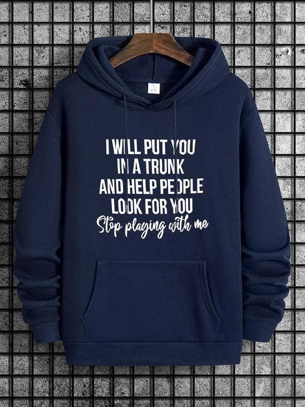 Men's Letter Print Drop Shoulder Essentials Hoodie for Spring & Fall, Drawstring Pocket Sweatshirt, Vintage 2000s Menswear Clothing, Street WearÂ 