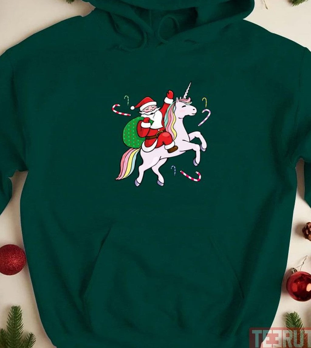 Santa Riding A Unicorn Christmas Unisex Sweatshirt