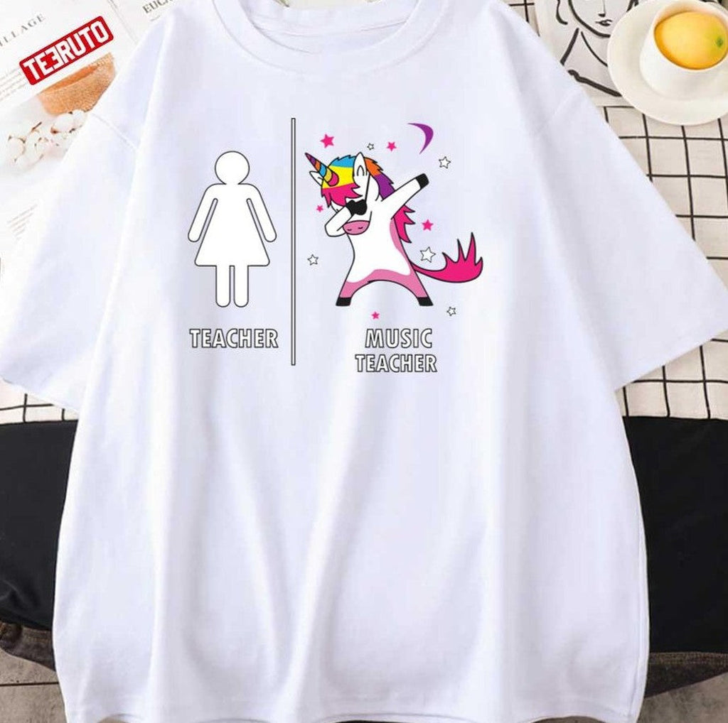Music Teacher Unicorn Dabbing Funny Unisex T-Shirt