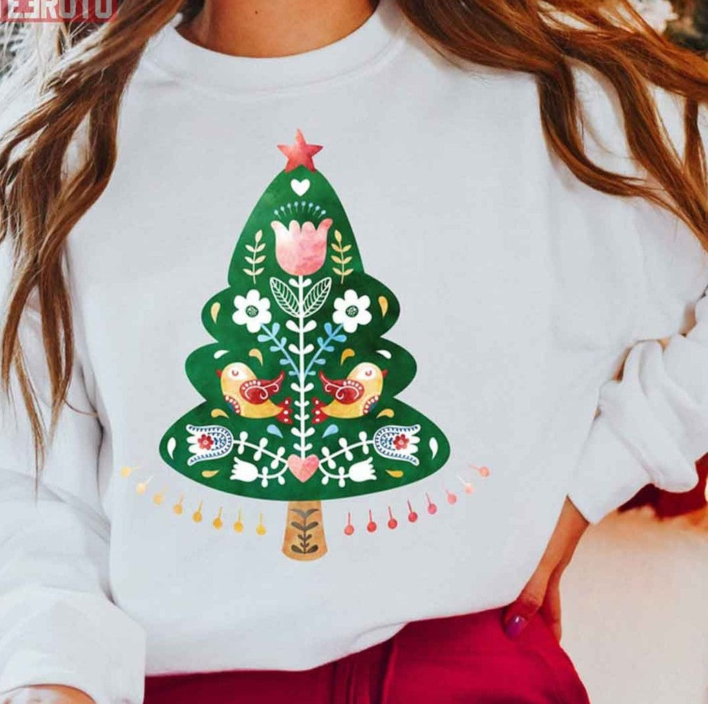Pine Christmas Tree Scandinavian Norwegian Unisex Sweatshirt