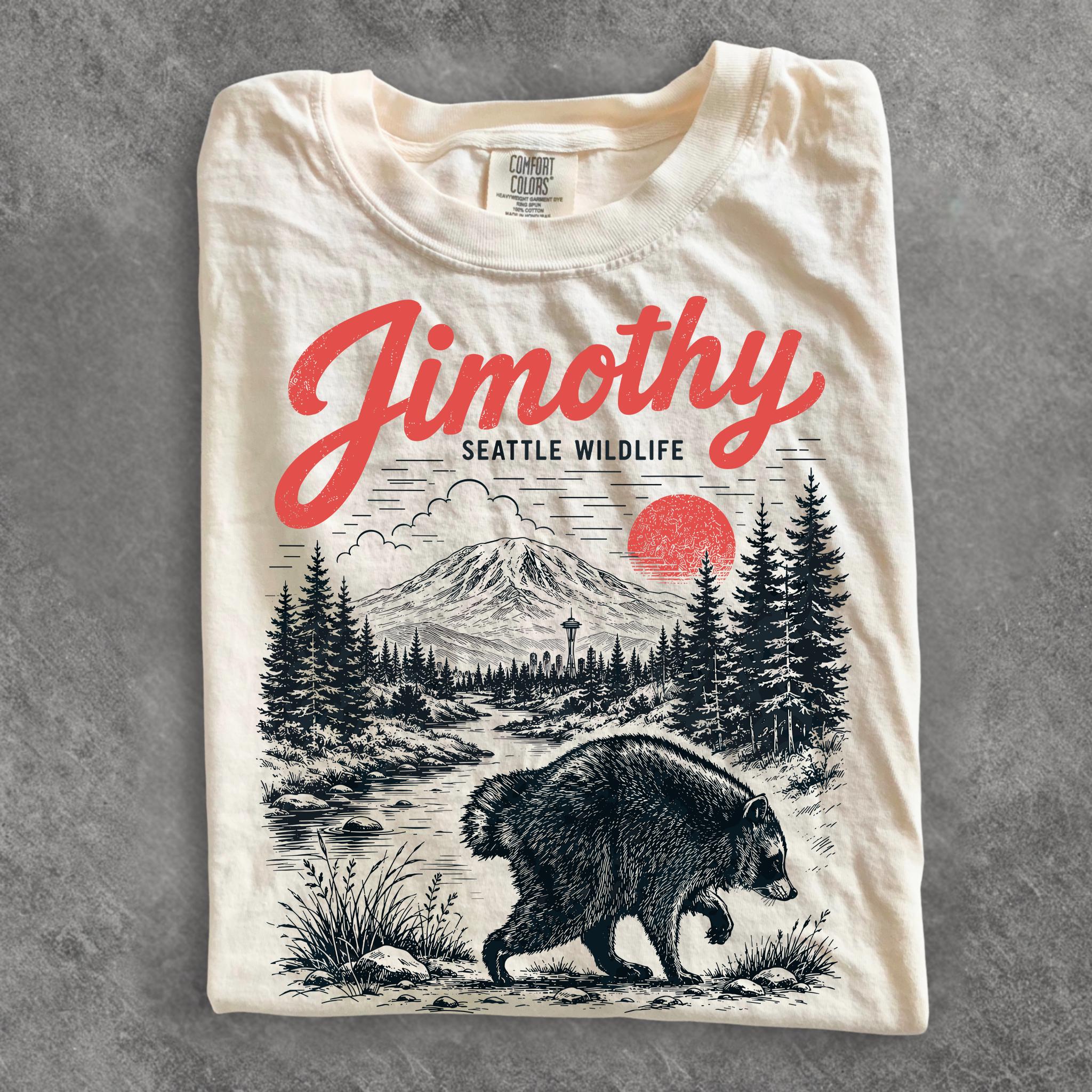 Jimothy Raccoon Seattle Raccoon Tee Round King Vintage Pacific Northwest Wildlife Comfort Colors Tee (1)