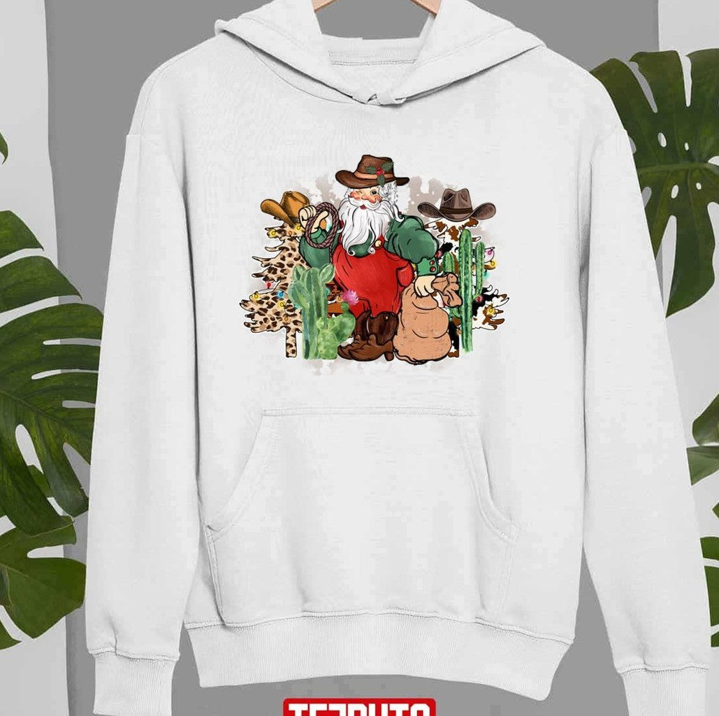 Santa Claus Cowboy Retro Colors Unisex Sweatshirt