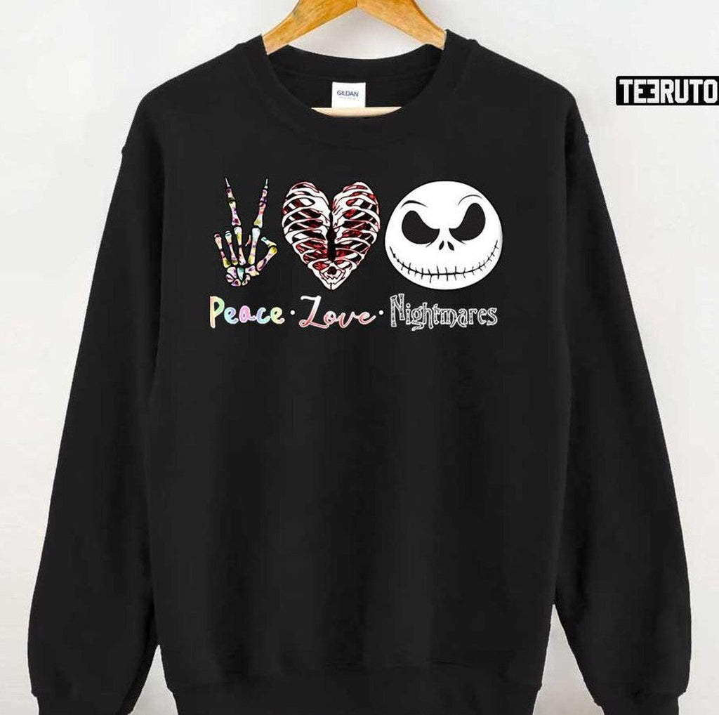 Peace Love And Nightmares Jack Skellington Unisex T-Shirt