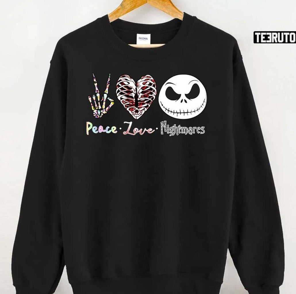 Peace Love And Nightmares Jack Skellington Unisex T-Shirt