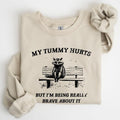 My Tummy Hurts, Raccoon, Meme, Aesthetic, Funny Sweatshirt, Women's Crew Neck, Crewneck