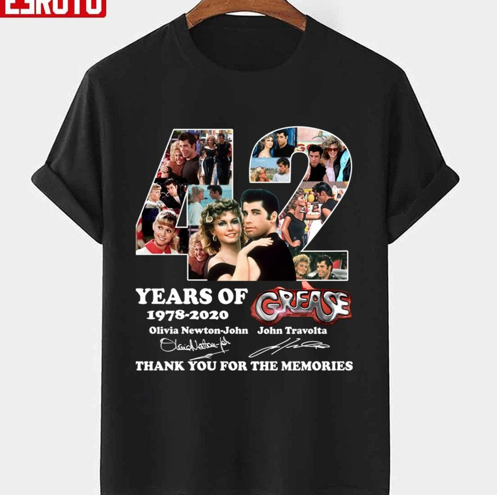 42 Years Of 1978 2020 Grease Musical Romantic Movie Funny Danny Zúkó Sandy Olsson Black Unisex T-shirt