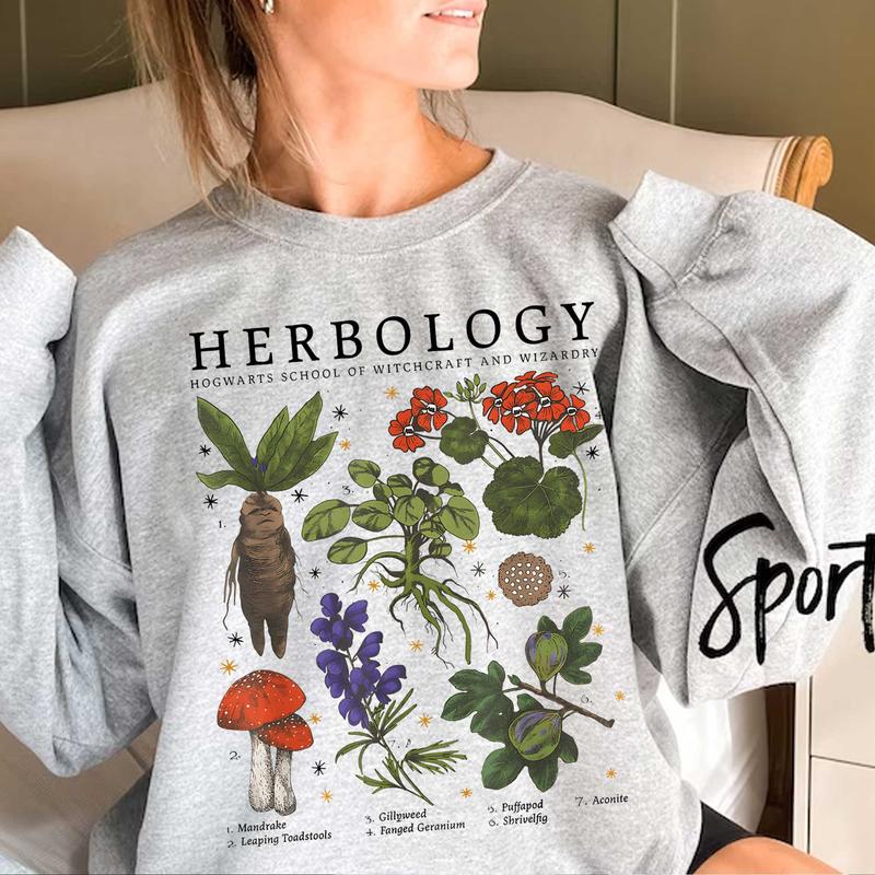 Herbology Sweatshirt Hoodie Shirt, Gift For Plant Lover Cotton Fit Womenswear wizard house