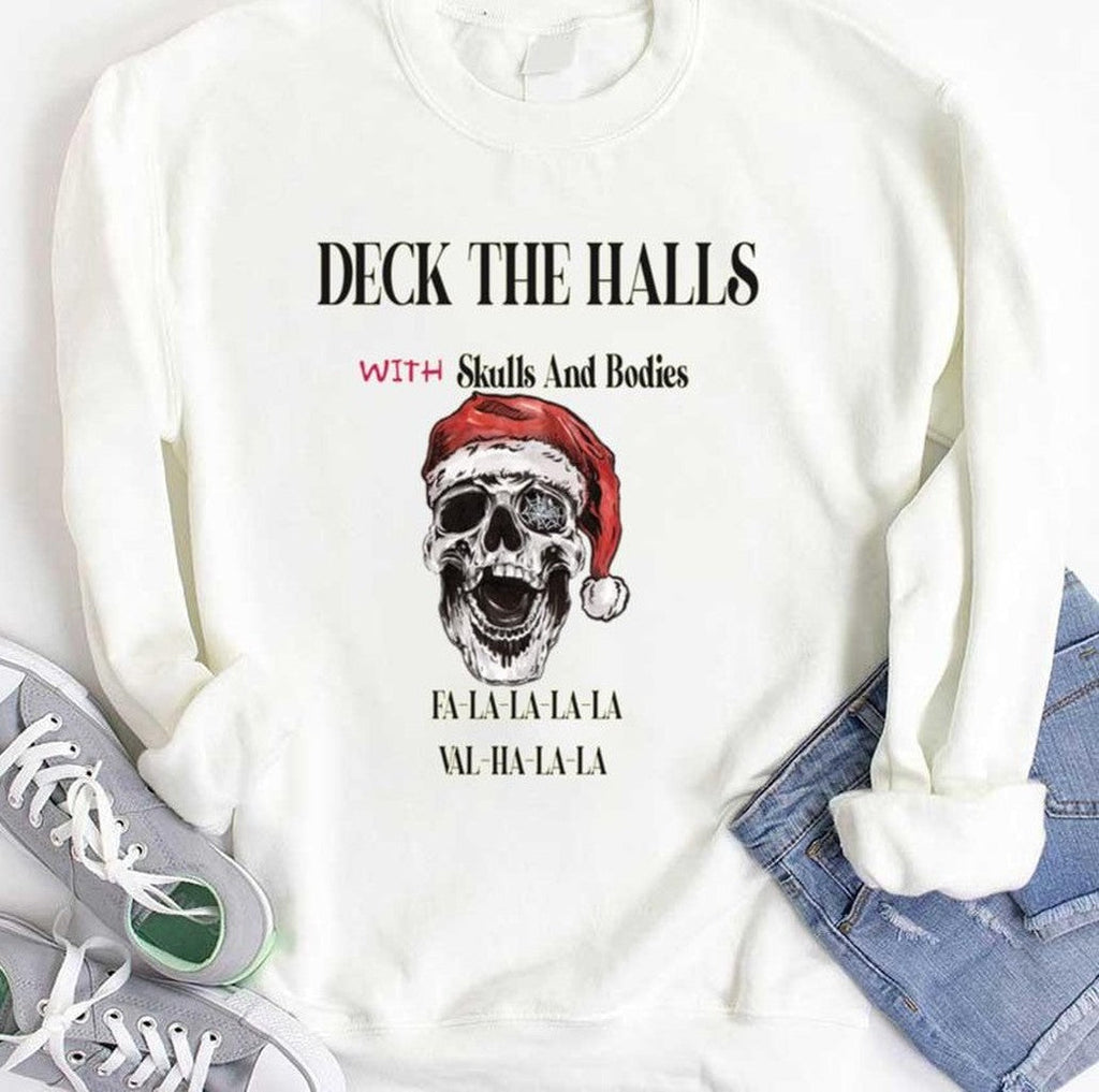 Scary Santa Deck The Halls With Skulls And Bodies Unisex T-shirt
