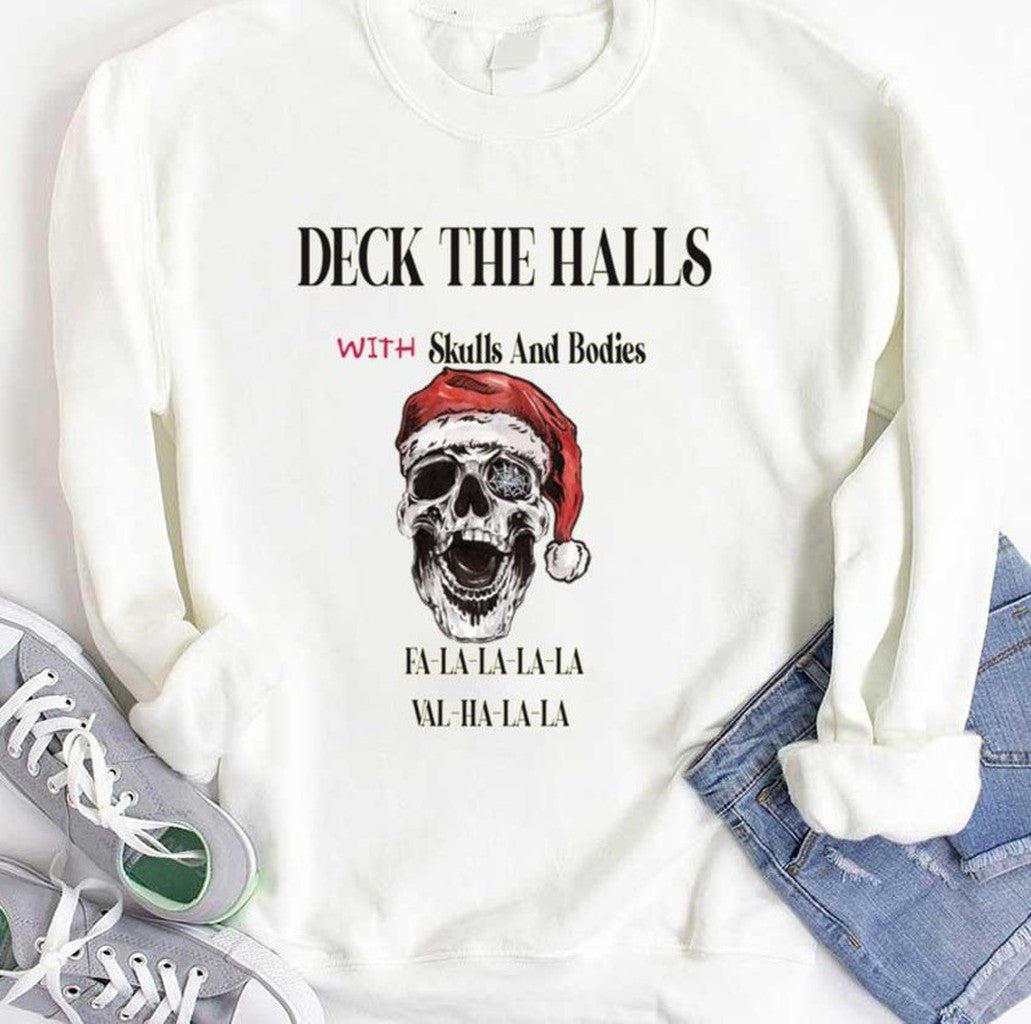 Scary Santa Deck The Halls With Skulls And Bodies Unisex T-shirt