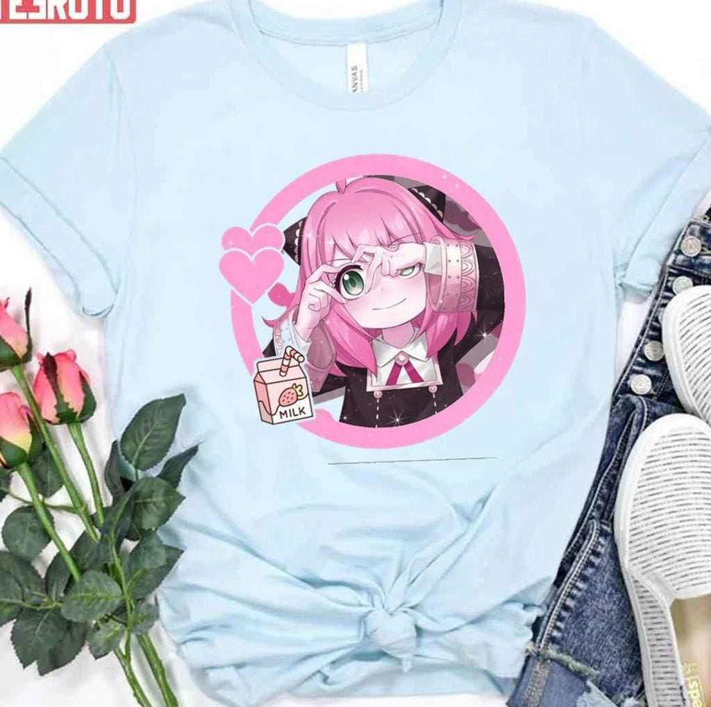 Pink Strawberry Milk Anya Love Spy X Family Love Unisex T-Shirt