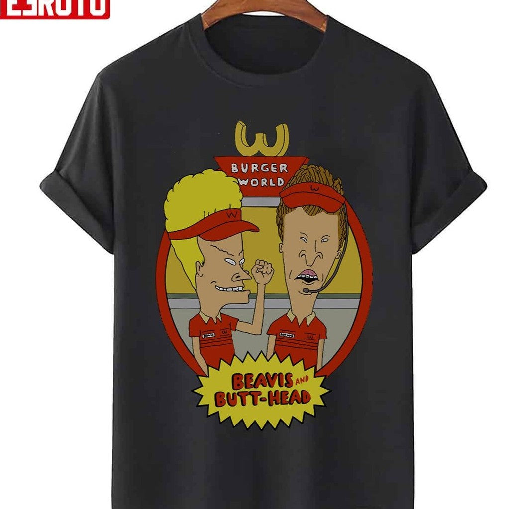 Sarcastic Cartoon Beavis and Butthead World Circle Frame Unisex T-Shirt