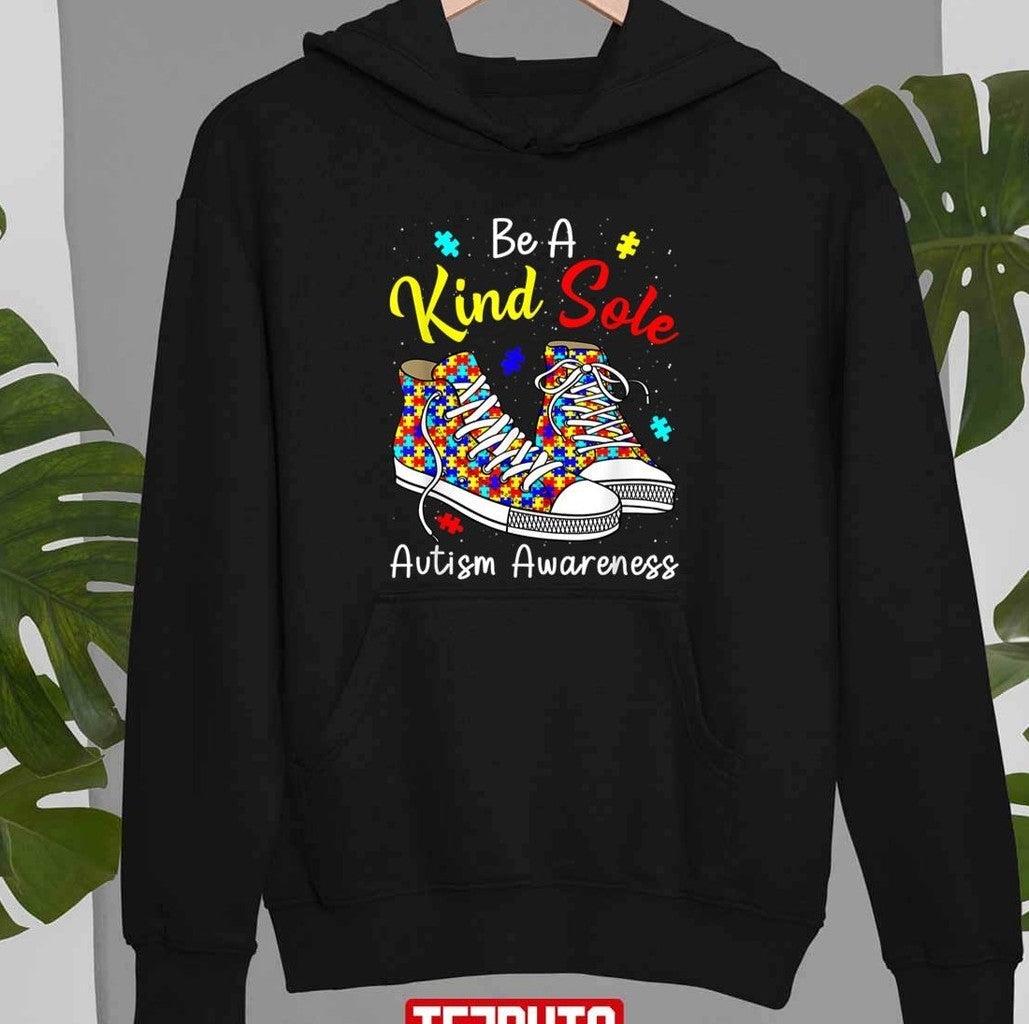 Be A Kind Sole Autism Awareness Rainbow Trendy Puzzle Shoes Unisex T-shirt