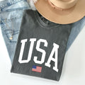 USA Flag, America, Patriotic, White, 4th of July Tshirt, Women's Crew Neck, Crewneck
