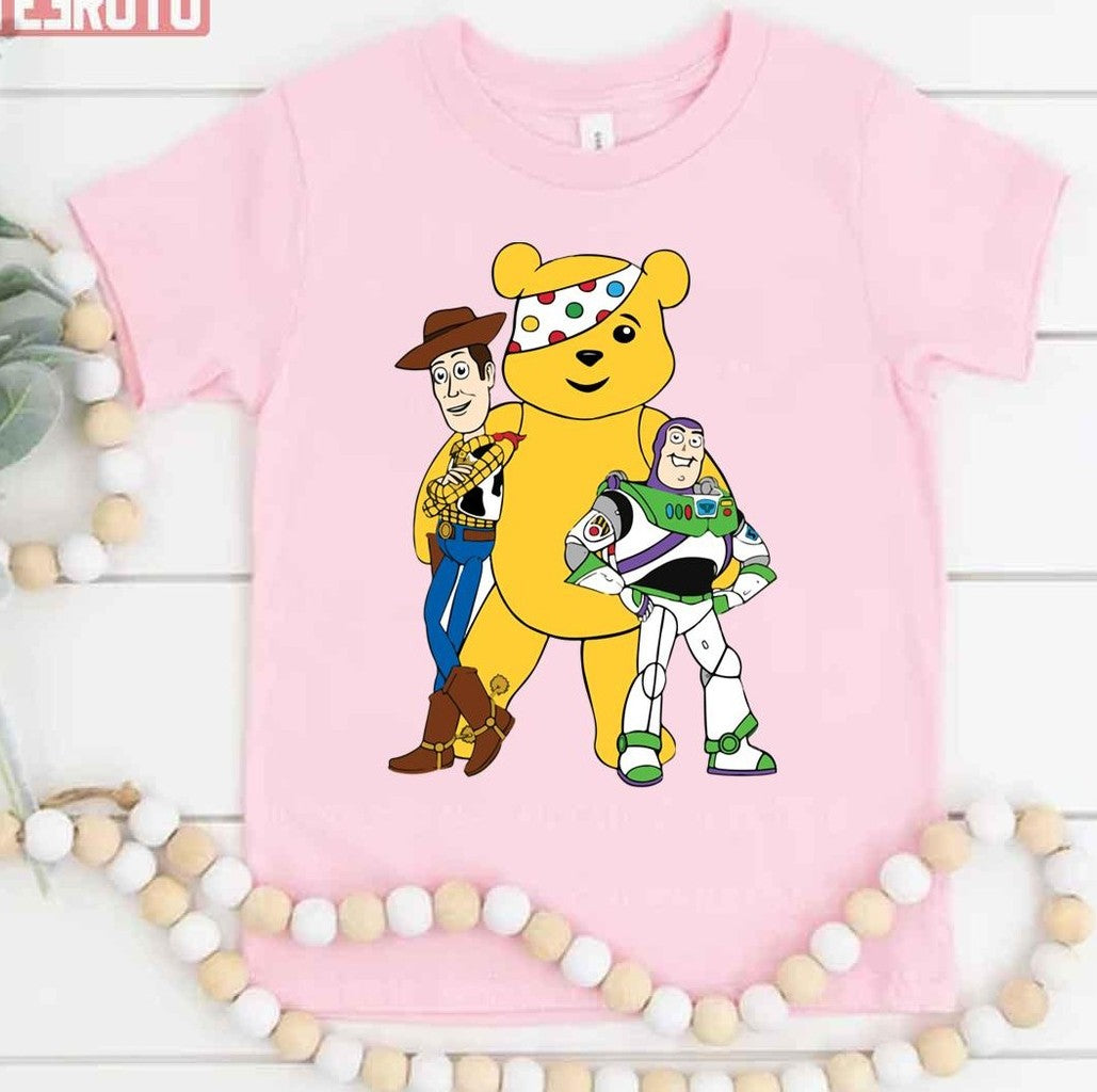 Tesco Pudsey Bear With Cartoons Unisex T-Shirt