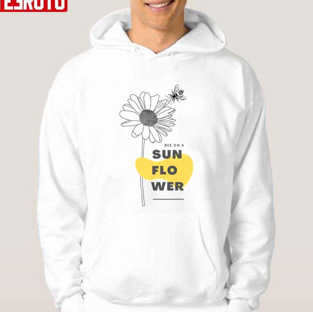 Bee On A Sunflower Drawing Unisex T-Shirt