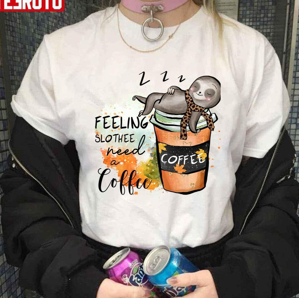 Sleeping Feeling Slothee Need More Coffee Art Unisex Sweatshirt