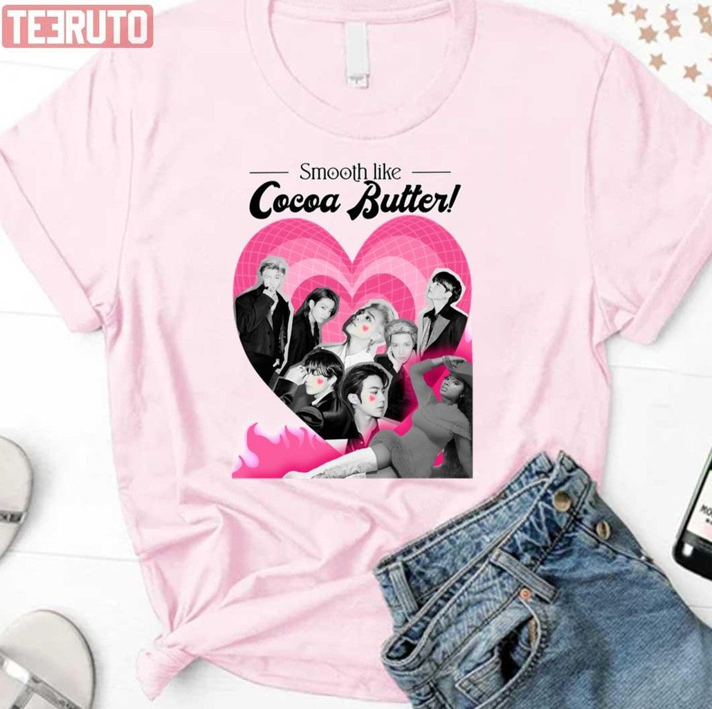 Smooth Like Cocoa Butter BTS Bangtan FanThe Remix Pink Heart Unisex T-Shirt