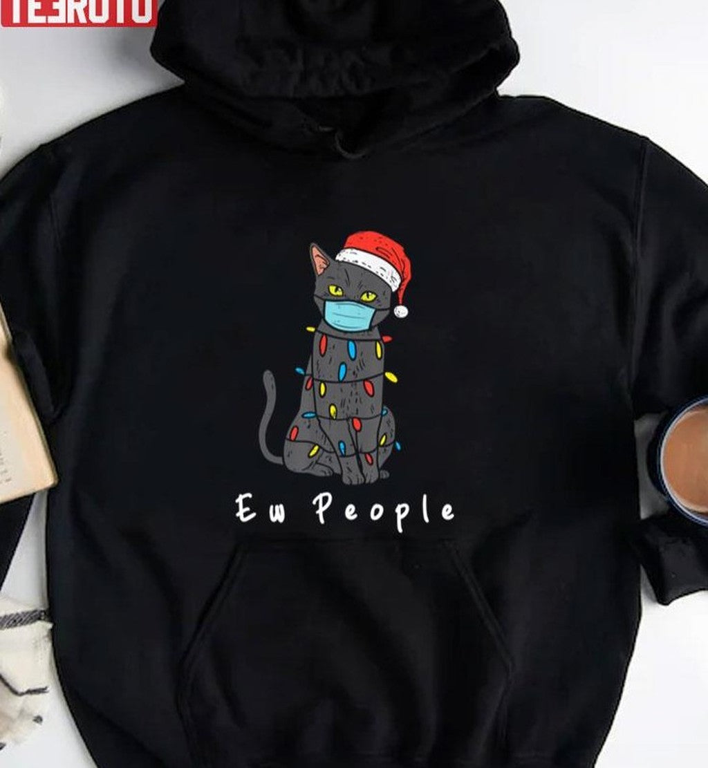 Black Cat Mask Cat Christmas Ew People Merry Catmas Unisex Sweatshirt