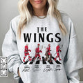 Wings Walking Abbey Road Signatures Ice Hockey Shirt, Alex DeBrincat, Dylan Larkin, Daniel Sprong, Ville Husso, Detroit Red Vintage