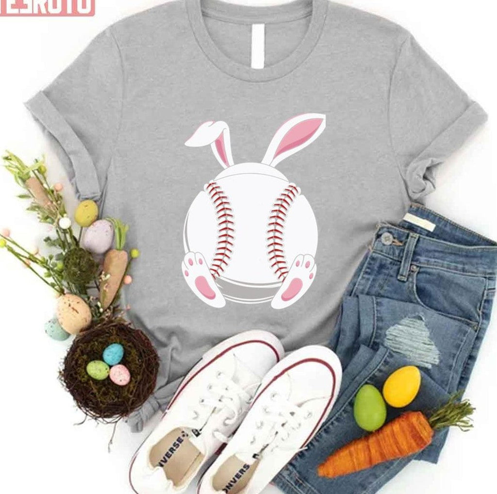 Simple Design Easter Baseball Cute Bunny Happy Easter Ball Unisex T-shirt