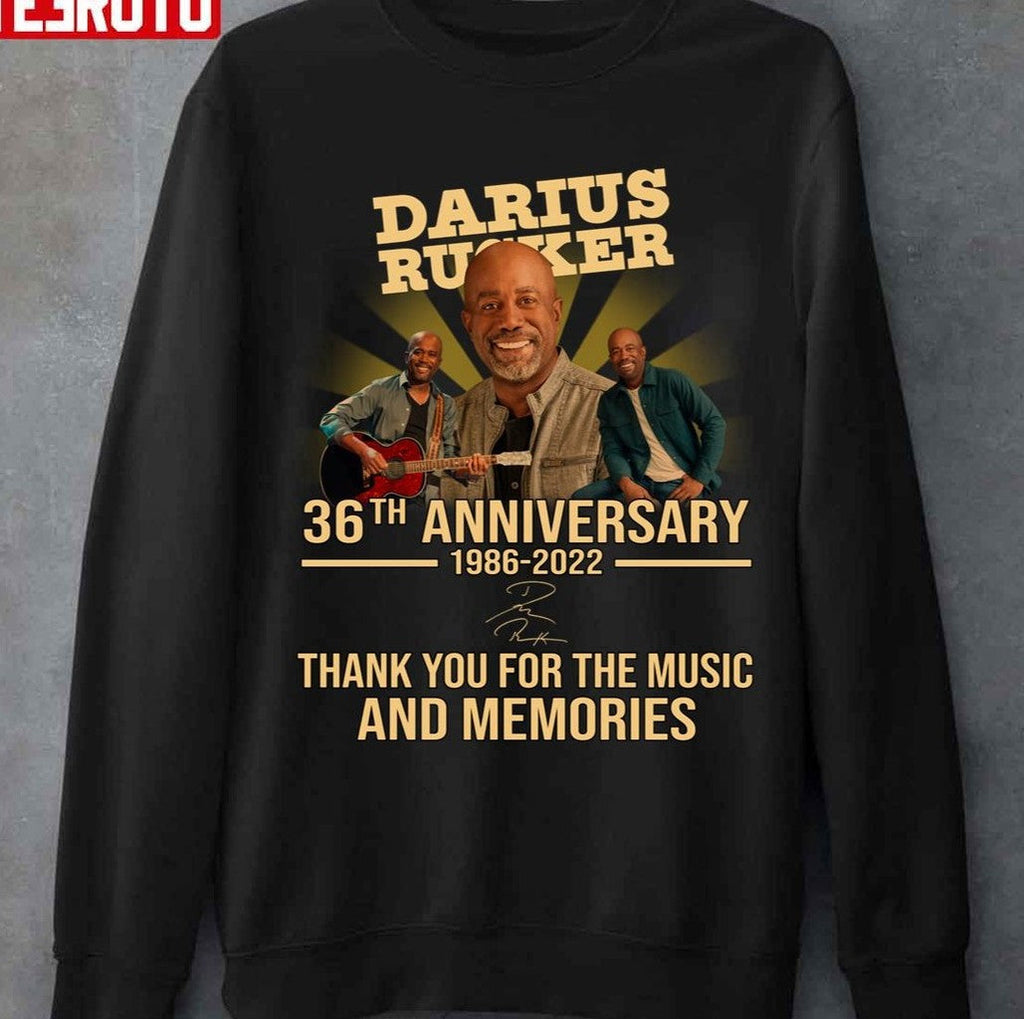 36th Anniversary Darius Rucker 1986 2022 Thank You For Memories Signature Unisex Sweatshirt