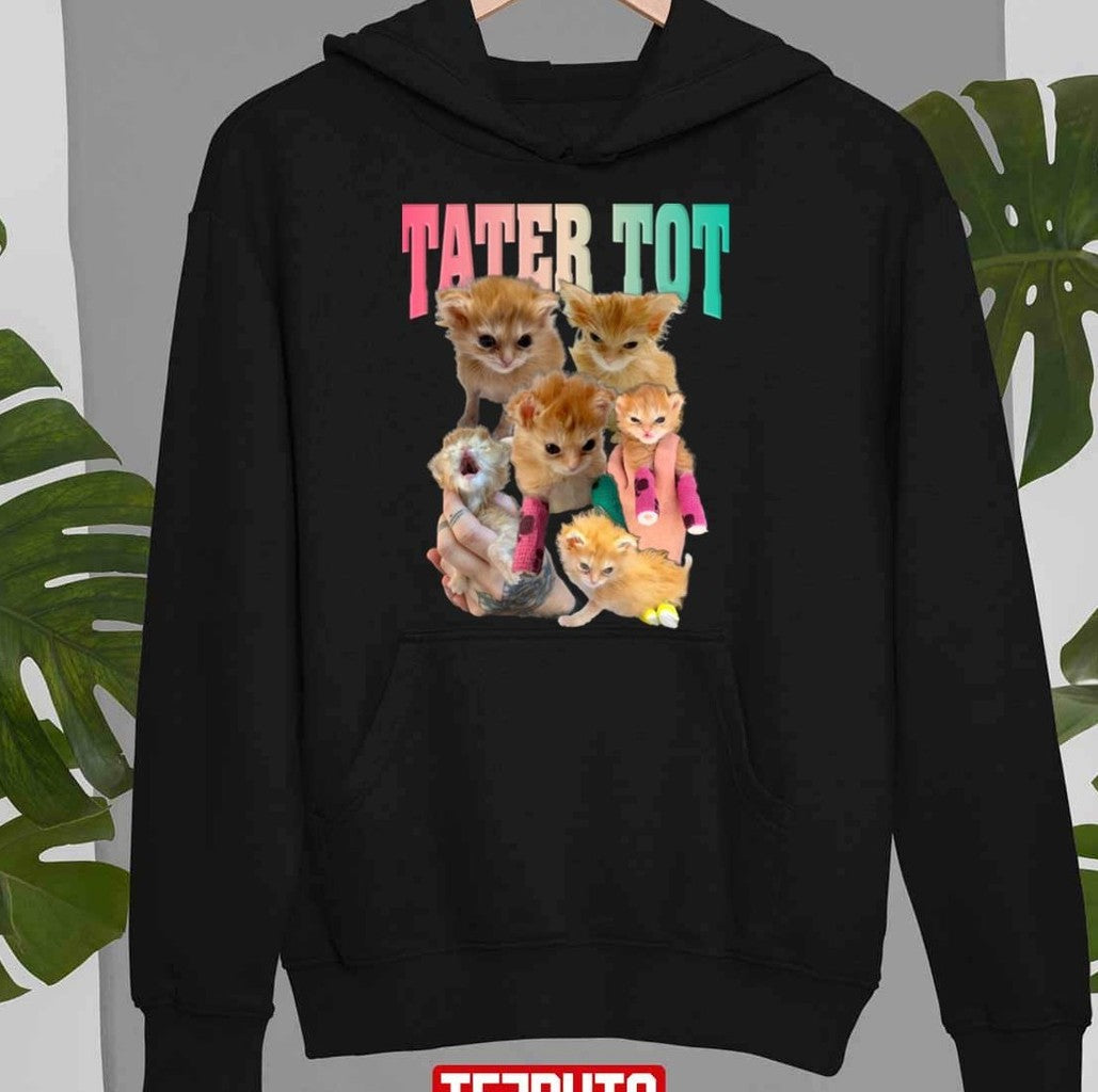 Tater Tot Collage Design Tiktok Cat Unisex Sweatshirt