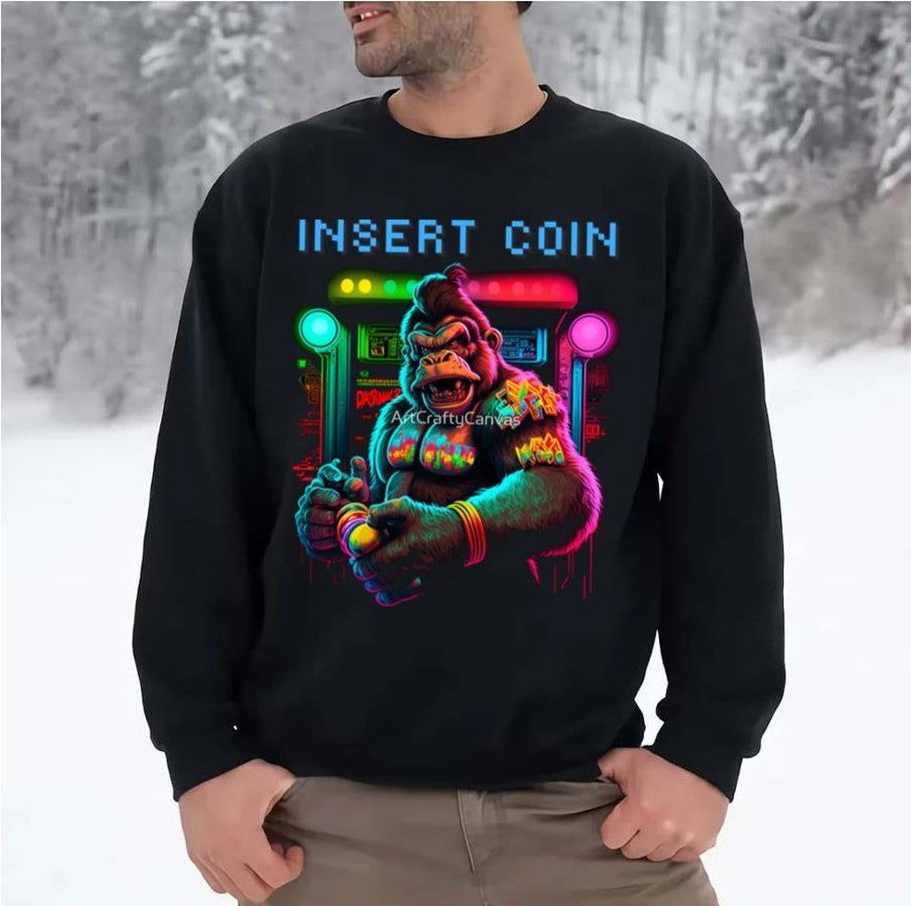Arcade Monkey Insert Coin Donky Kong Unisex Sweatshirt