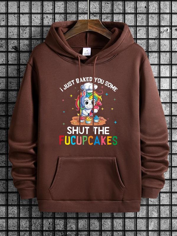 Men's Cartoon Print Drop Shoulder Hoodie, Fashion Drawstring Hooded Sweatshirt for Spring & Fall, Streetwear Style in Men's ClothingÂ 