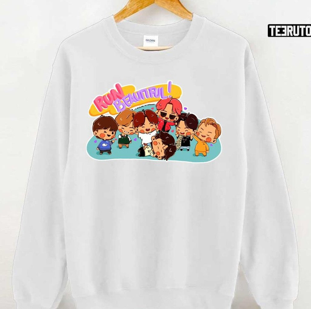 Run Beautiful Run Bts Ot7 Chibi Art Unisex Hoodie