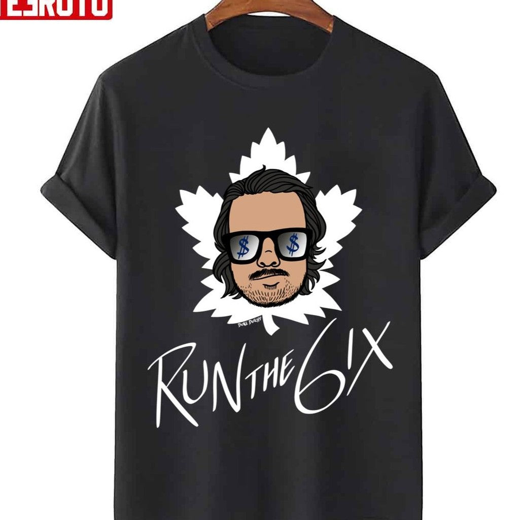 Run The 6ix Blue Toronto Maple Leafs Cartoon Art Unisex Hoodie