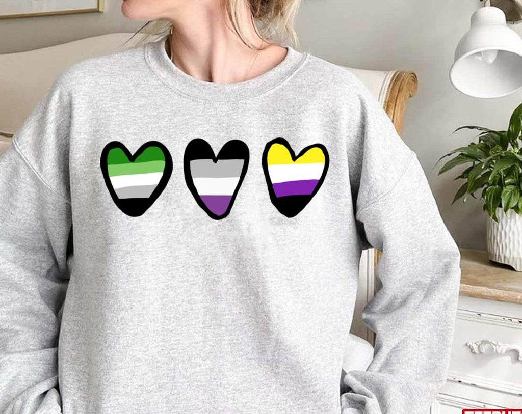 Aroaceenby Hearts Lgbtq Pride Month Unisex Sweatshirt