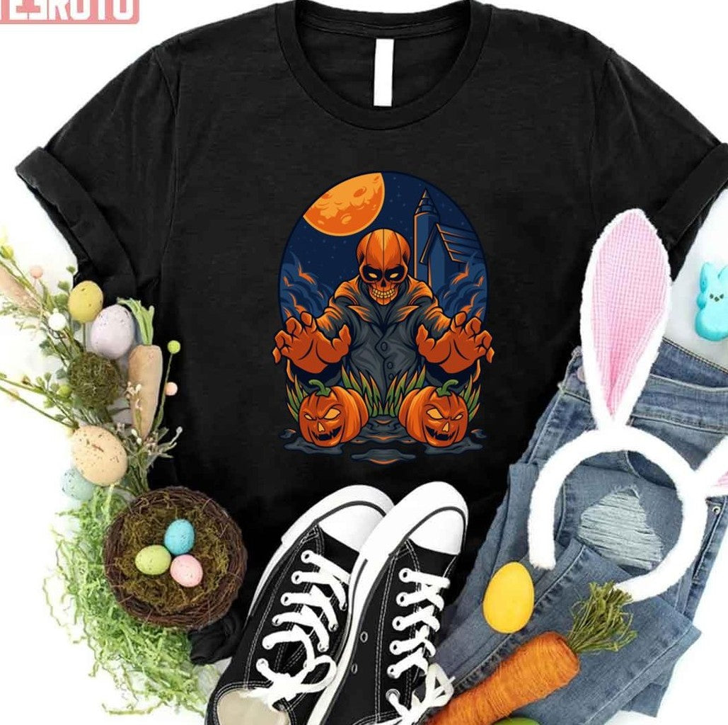 Pumpkin Skull Halloween Vintage Art Unisex T-Shirt