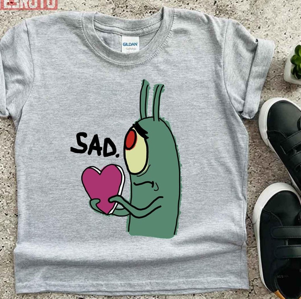 Sad Plankton With Pink Heart Spongebob Unisex T-Shirt