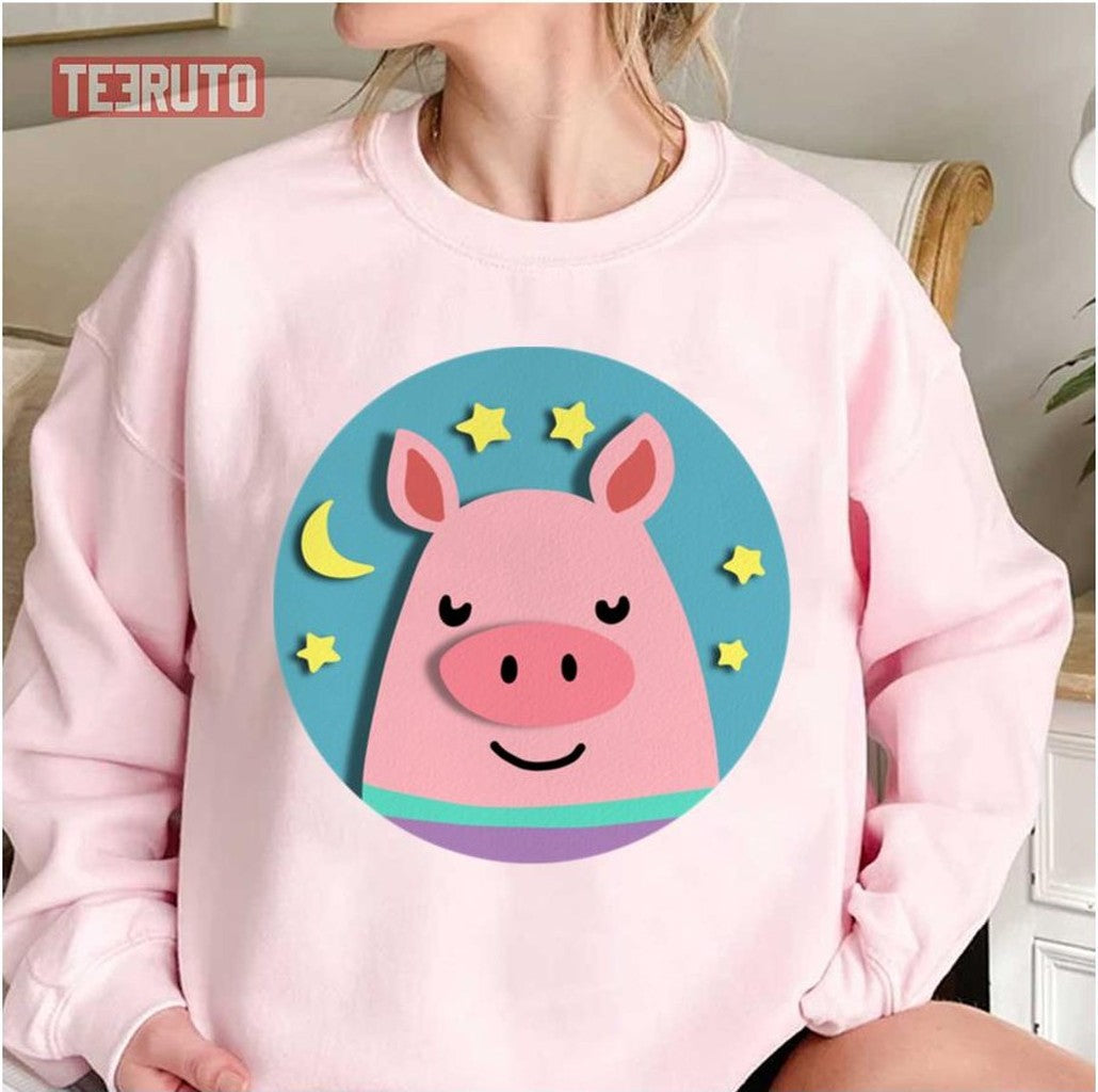Pink Funny Pig Head Unisex Sweatshirt