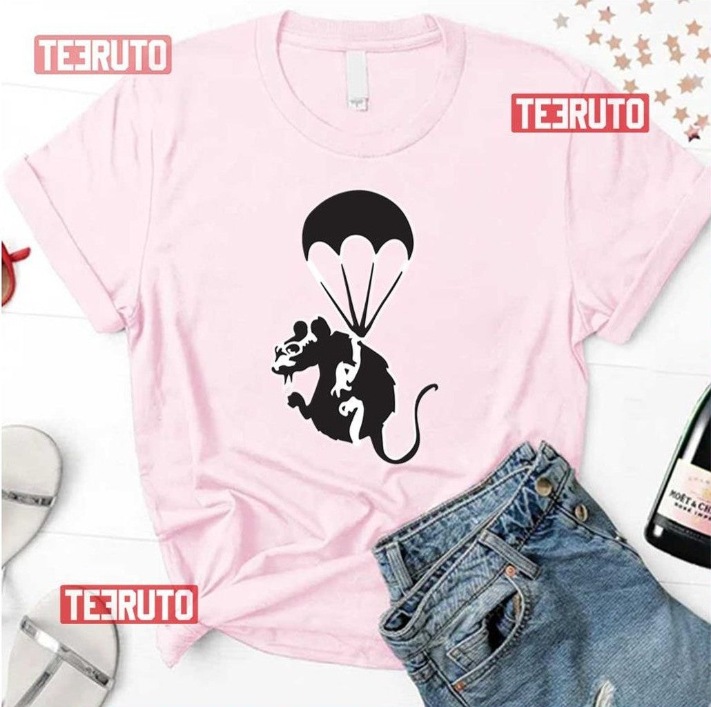 Banksy Rat With Parachute And Nuclear War Unisex T-Shirt