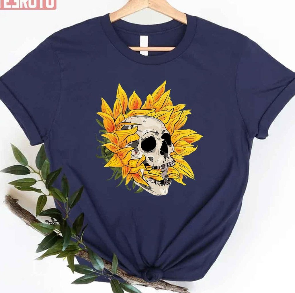 Sunflower Skull Halloween Unisex T-Shirt