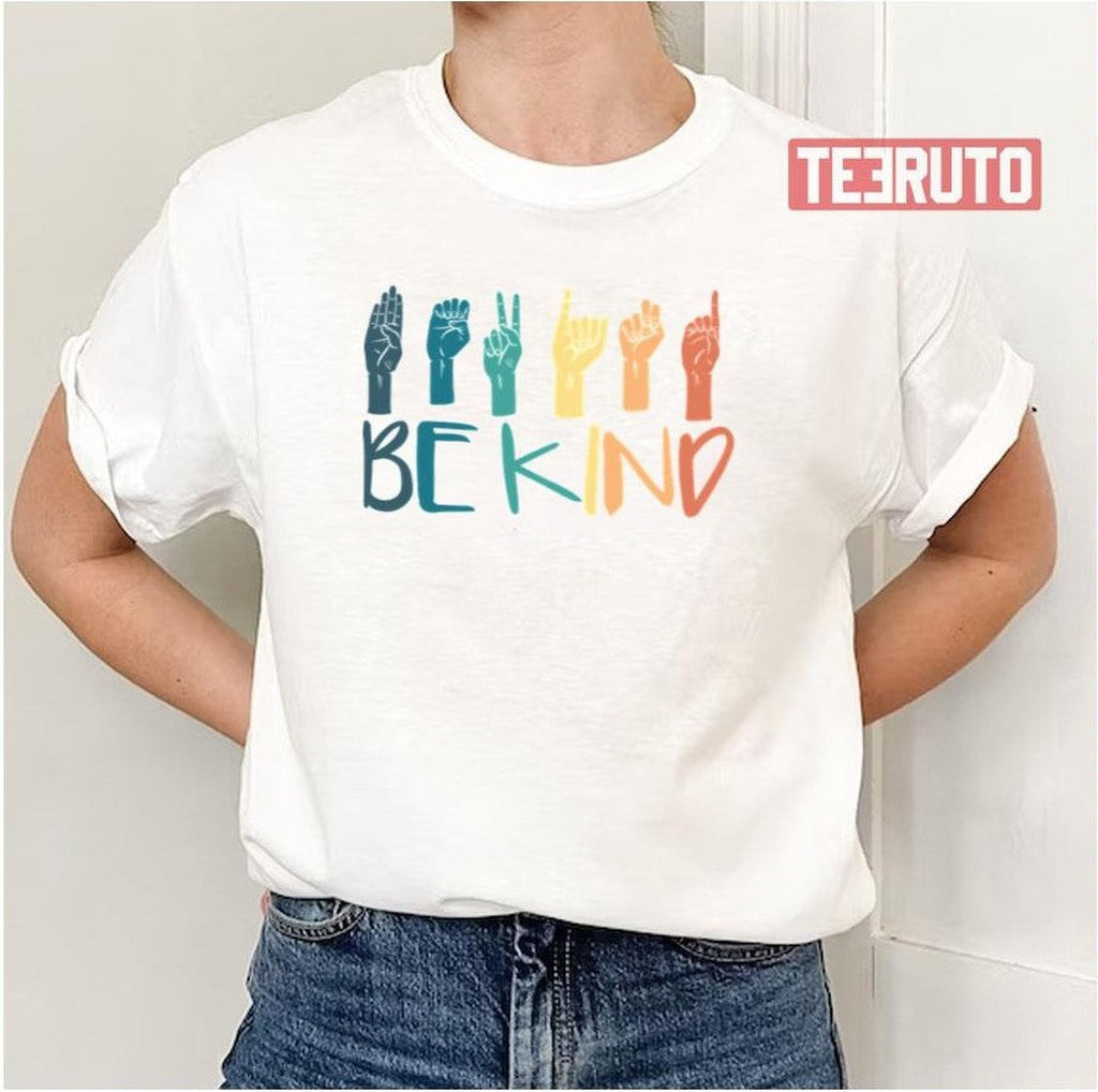 Sign Language Teachers Retro Be Kind Unisex T-Shirt