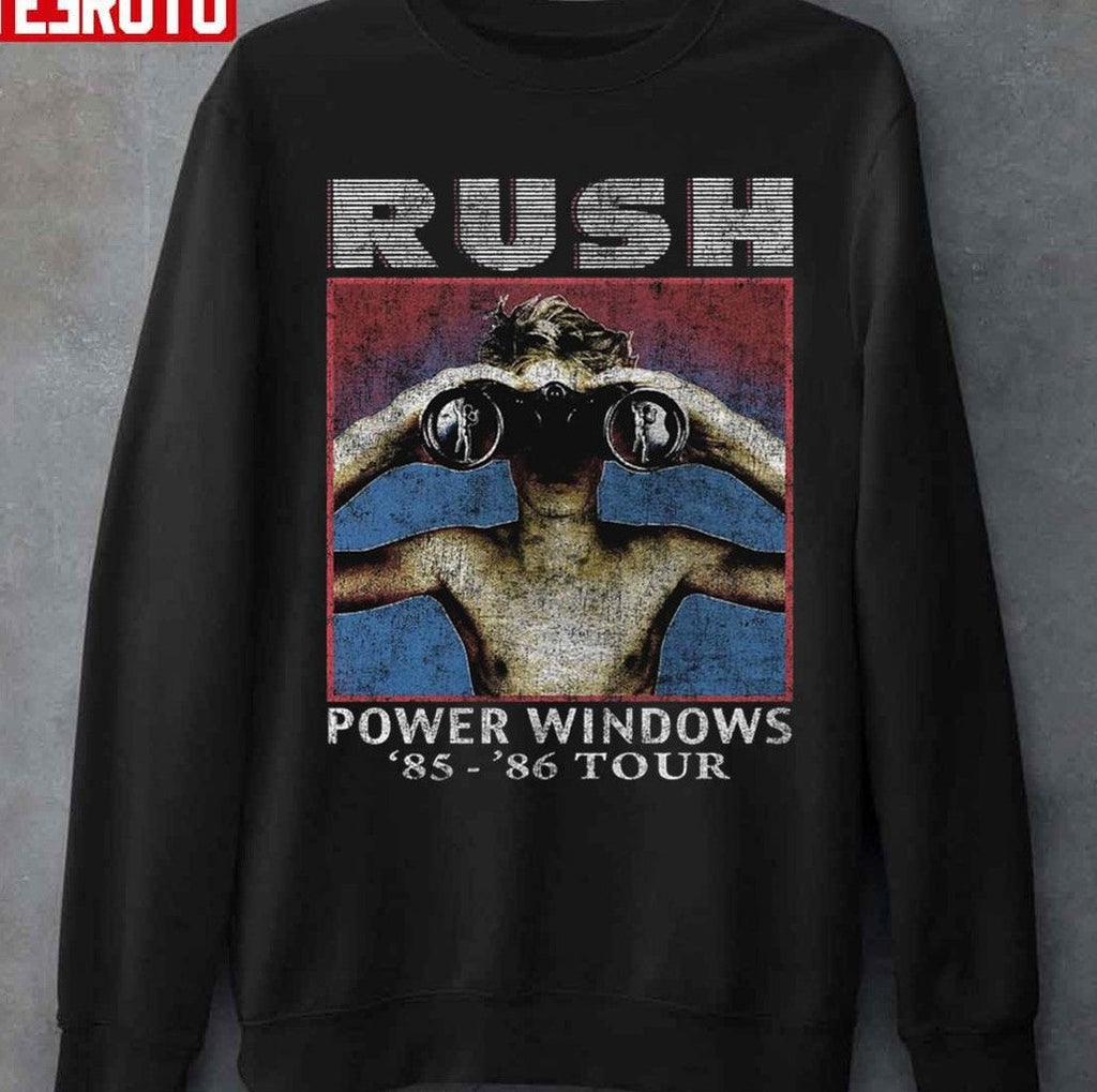 Rush Band Teropong Power Windows 85-86 Tour Unisex T-shirt