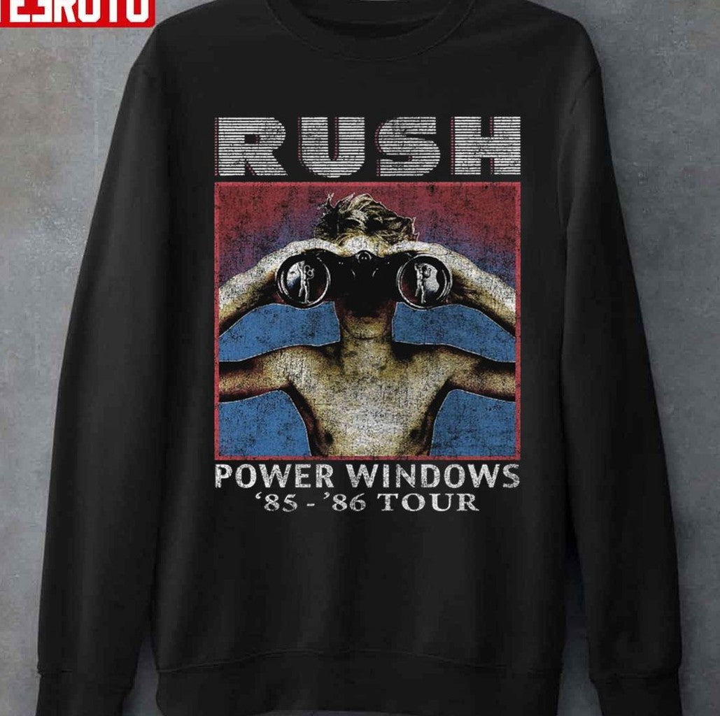 Rush Band Teropong Power Windows 85-86 Tour Unisex T-shirt