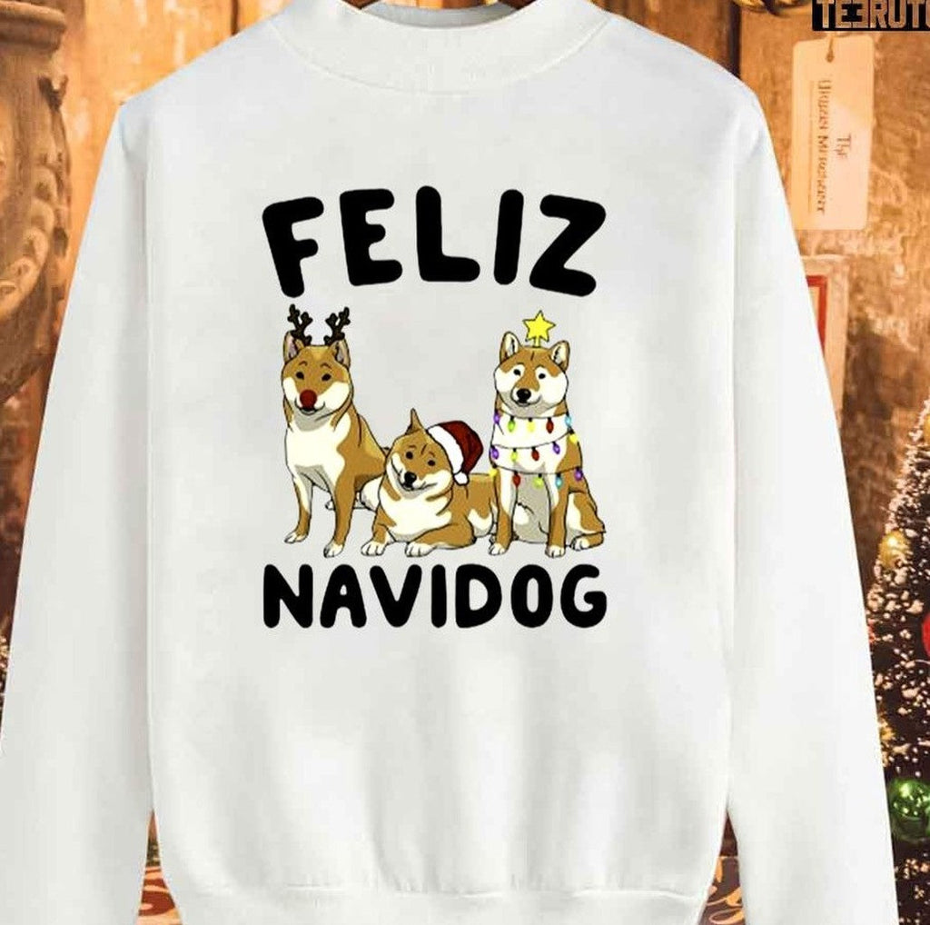 Shiba Inu Feliz Navidog Christmas Unisex Sweatshirt